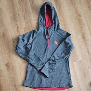 Gray and Red Hooded Sweatshirt
